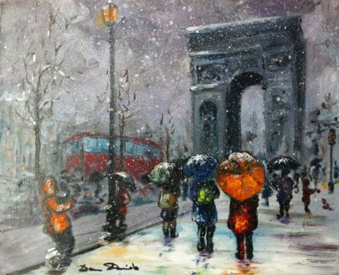 Paris sous la neige, rue de Rivoli